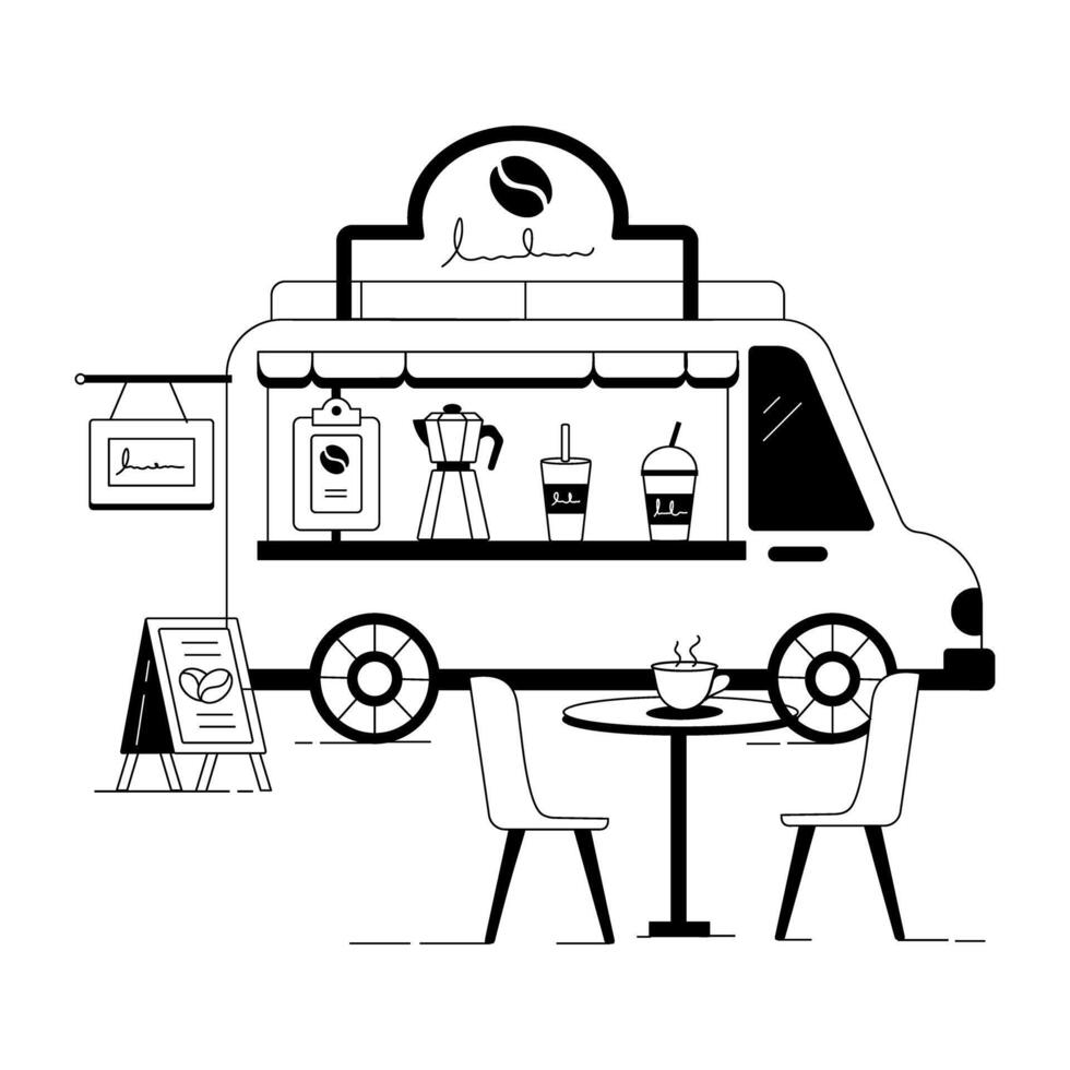 espresso cafe lineair illustraties vector