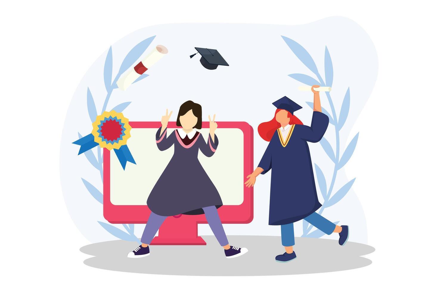 diploma uitreiking dag vlak illustratie ontwerp vector