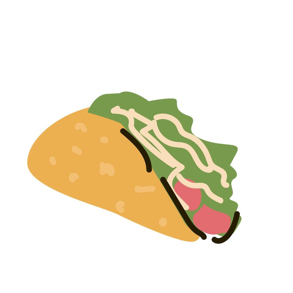 hand- getrokken taco vector illustratie geïsoleerd