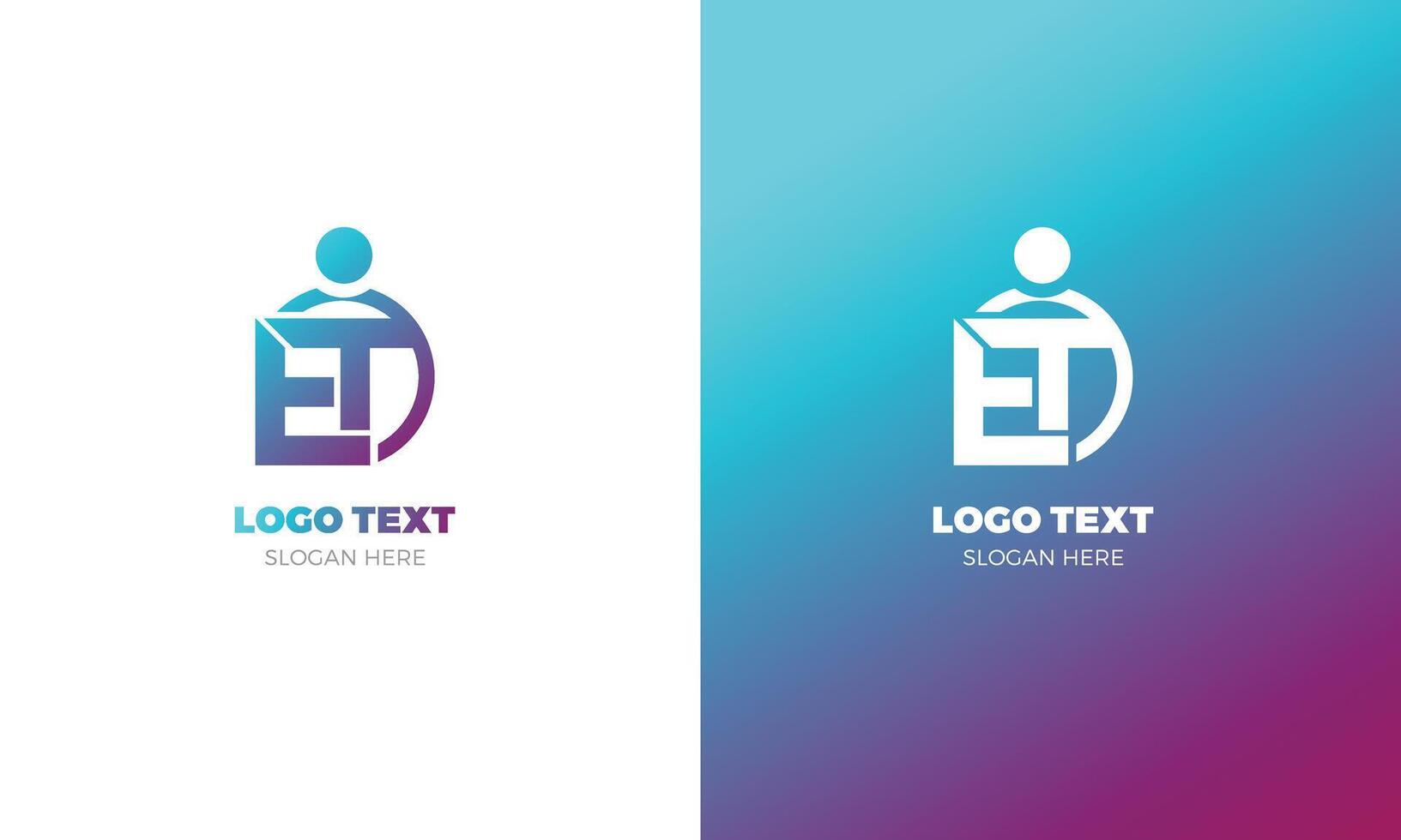 eerste brief e t logo ontwerp sjabloon vector