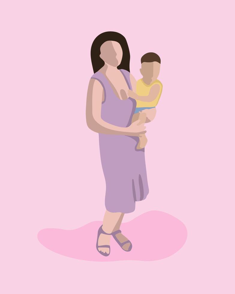 vector geïsoleerd illustratie van moeder met baby.