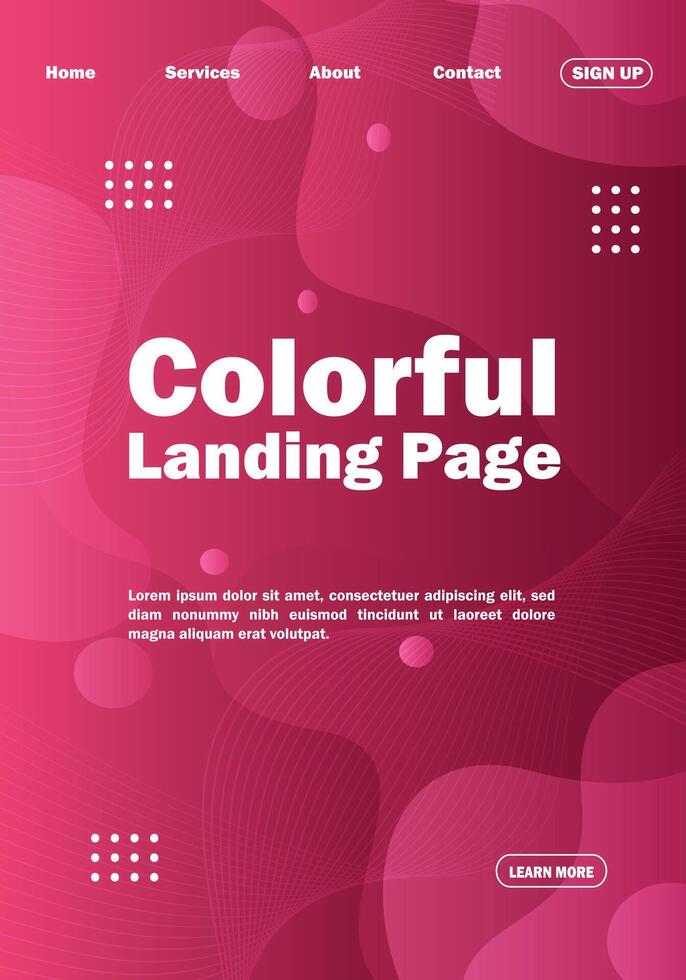 kleurrijk helling landen bladzijde ontwerp vector