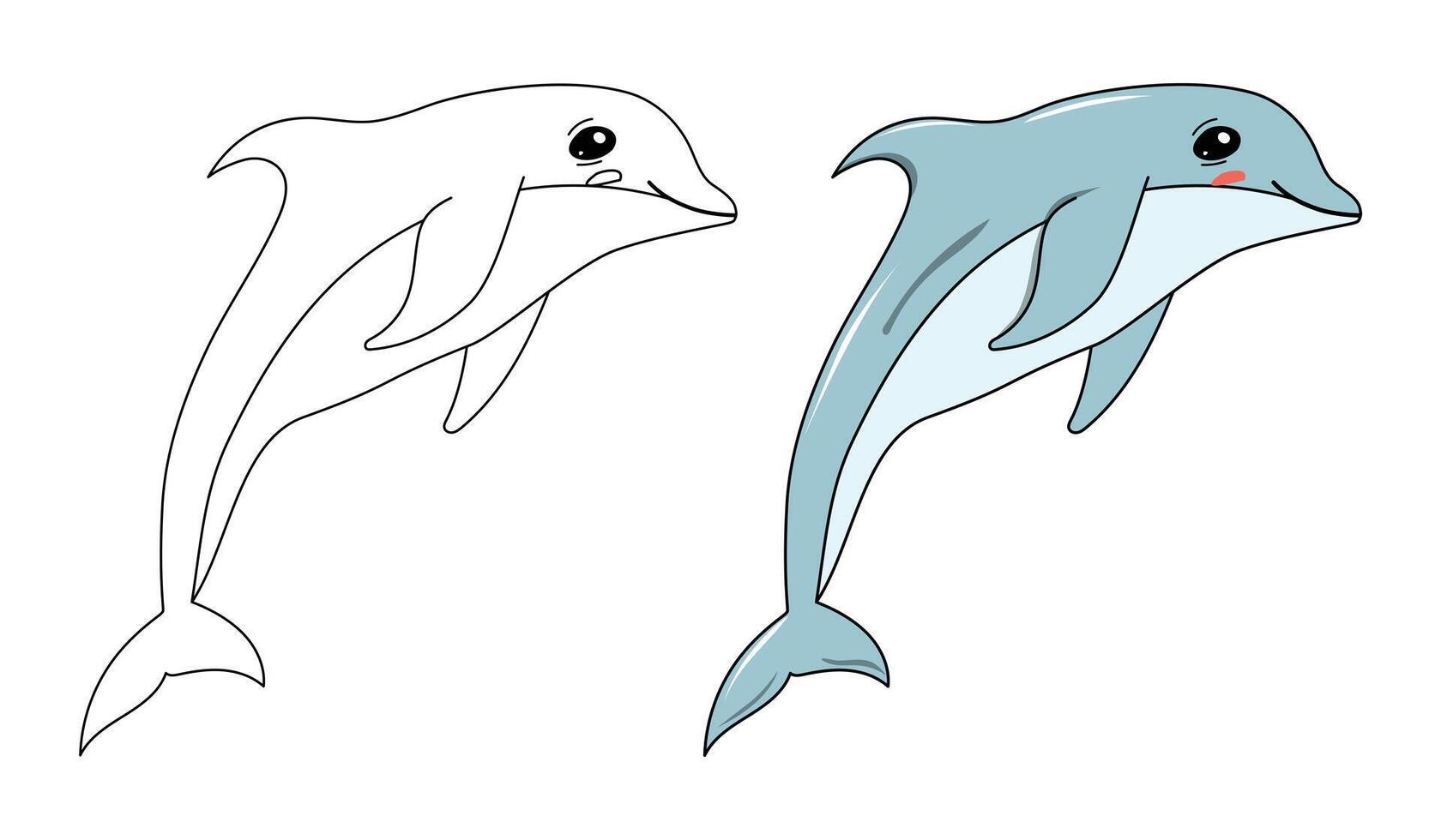 kleur bladzijde met tekenfilm dolfijn vector