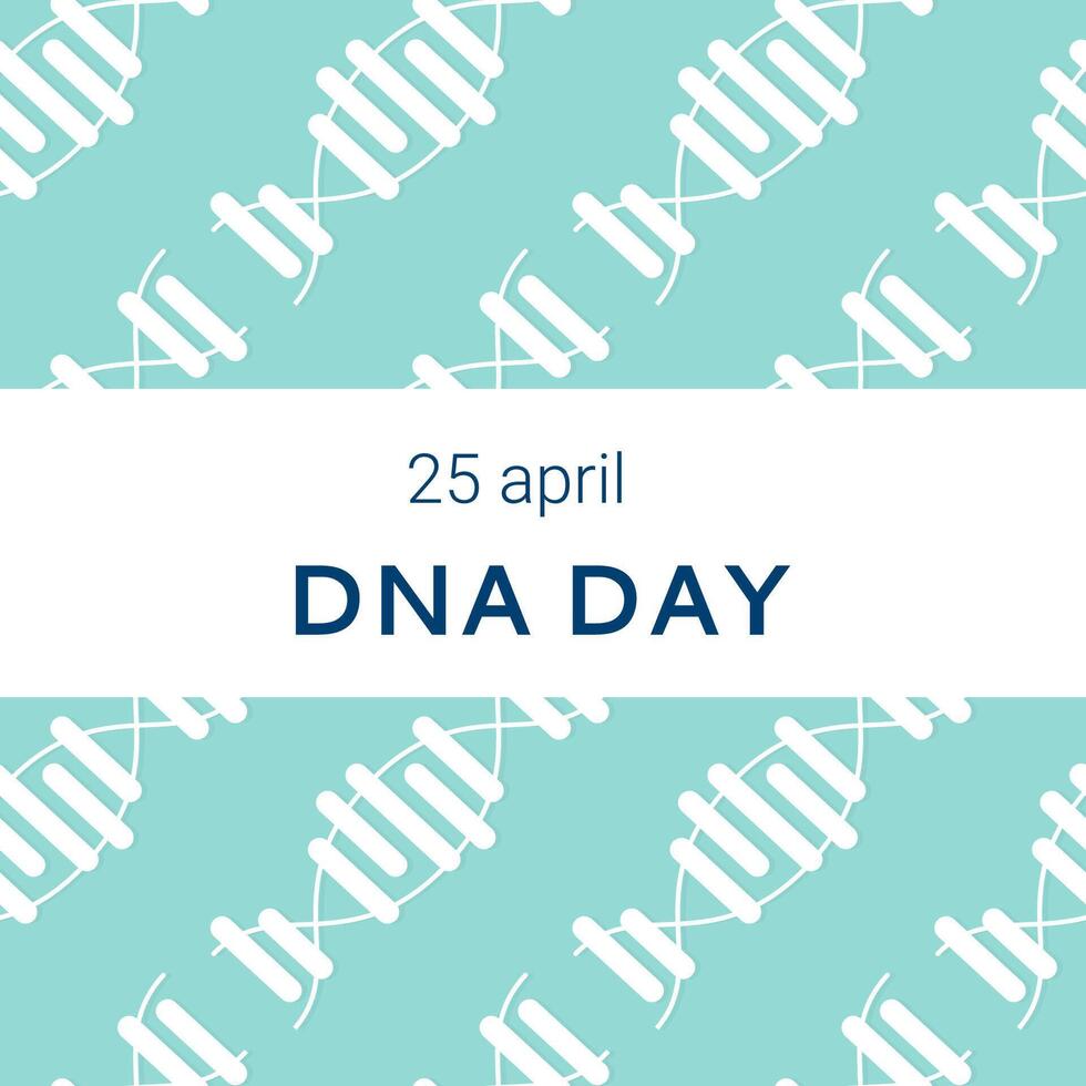 nationaal dna dag is april 25. poster, banier met een afbeelding van een dna dubbele schroef en tekst. vlak vector illustratie