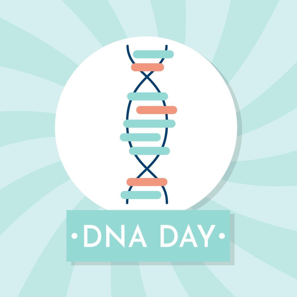 nationaal dna dag is april 25. poster, banier met een afbeelding van een dna dubbele schroef en tekst. vlak vector illustratie