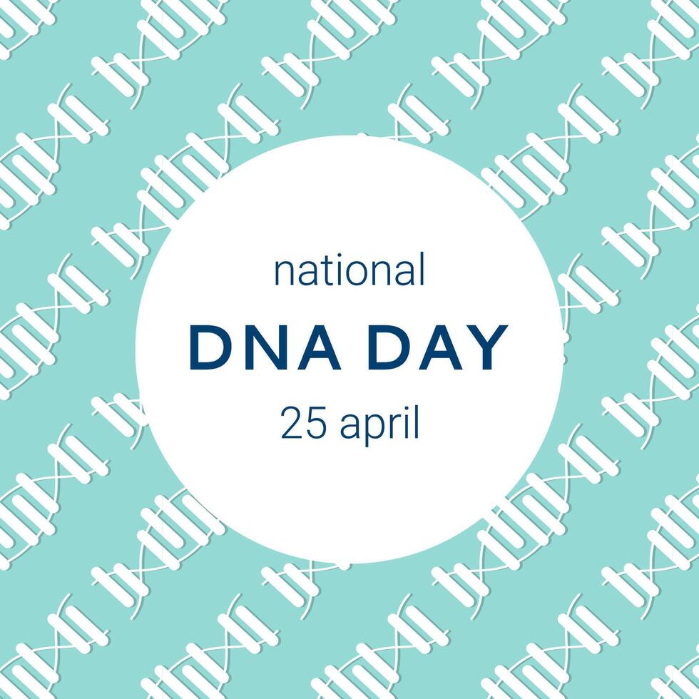 nationaal dna dag is april 25. poster, banier met een afbeelding van een dna dubbele schroef en tekst. vlak vector illustratie