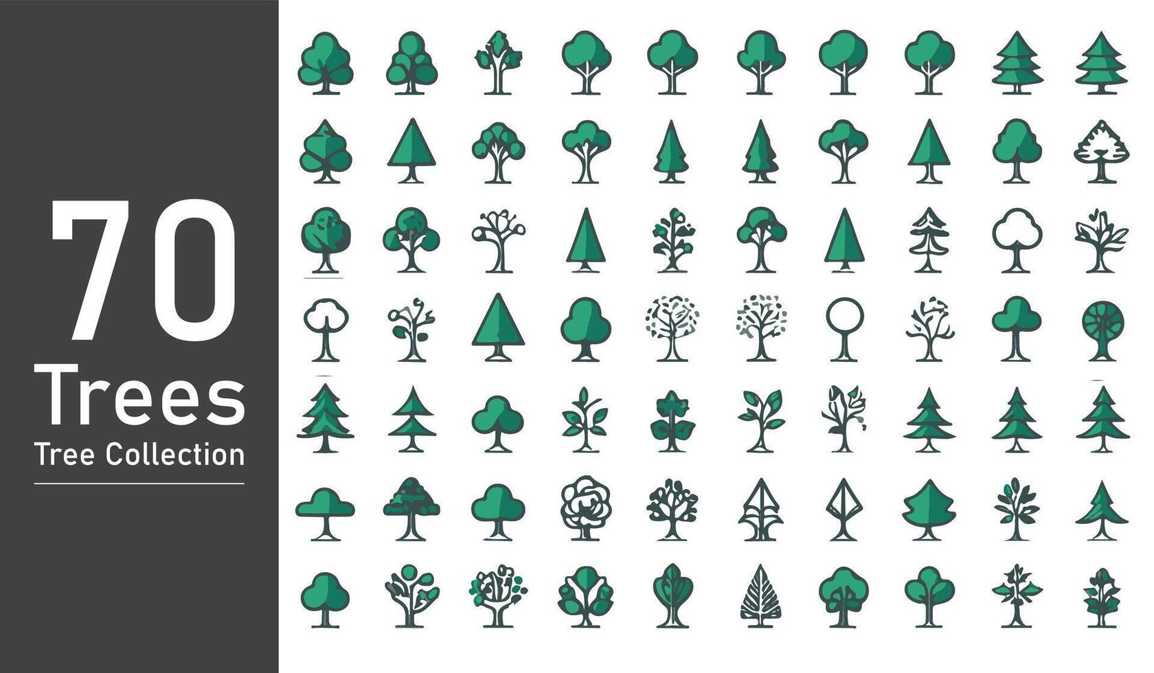 silhouet boom lijn tekening set, kant visie, reeks van grafiek bomen elementen schets symbool. silhouet boom lijn tekening set, kant visie, icoon reeks van grafiek bomen elementen schets symbool. vector