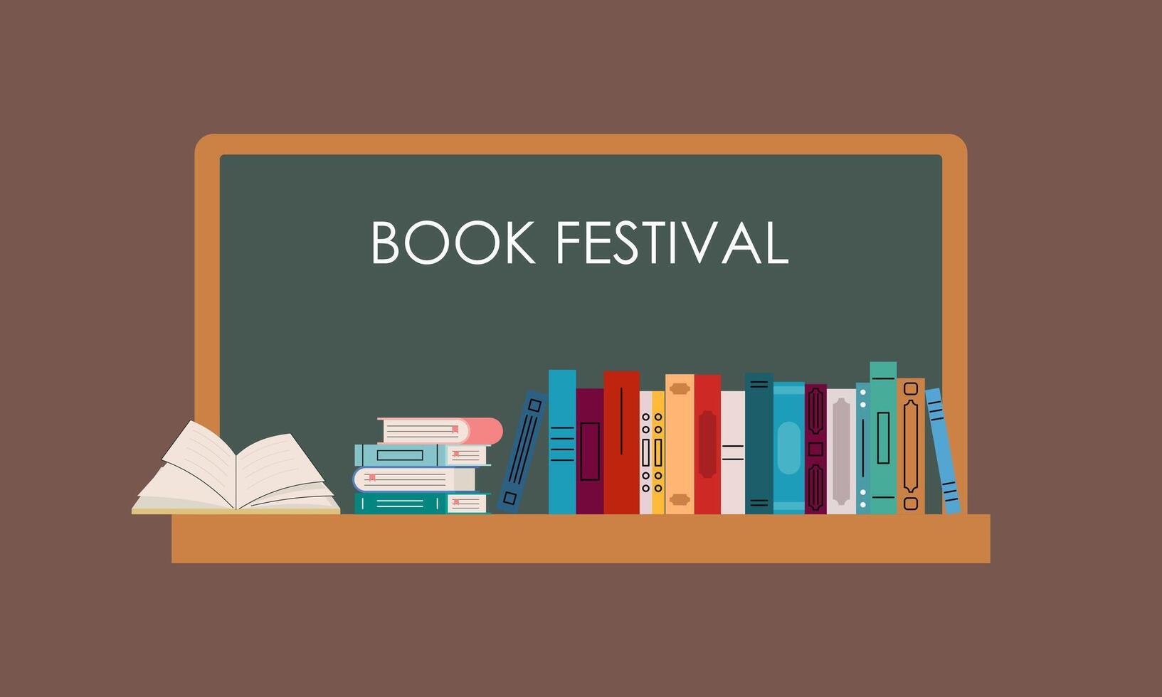 boekenplank concept illustratie voor boek festival en eerlijk vector