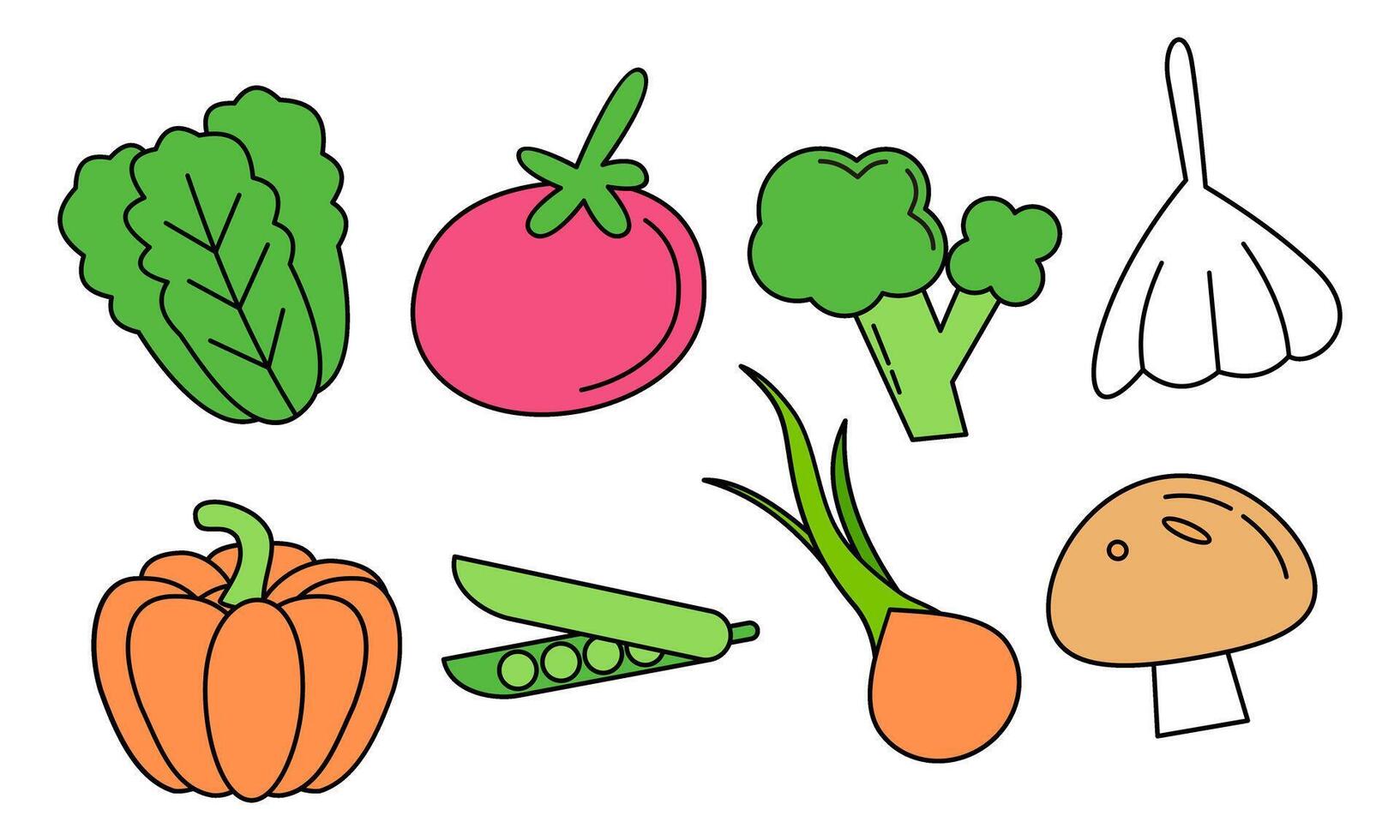 schattig groenten tekening logo vector