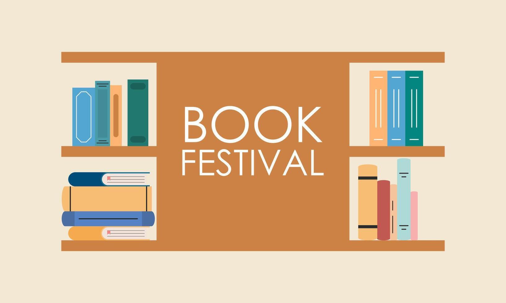 boekenplank concept illustratie voor boek festival en eerlijk vector