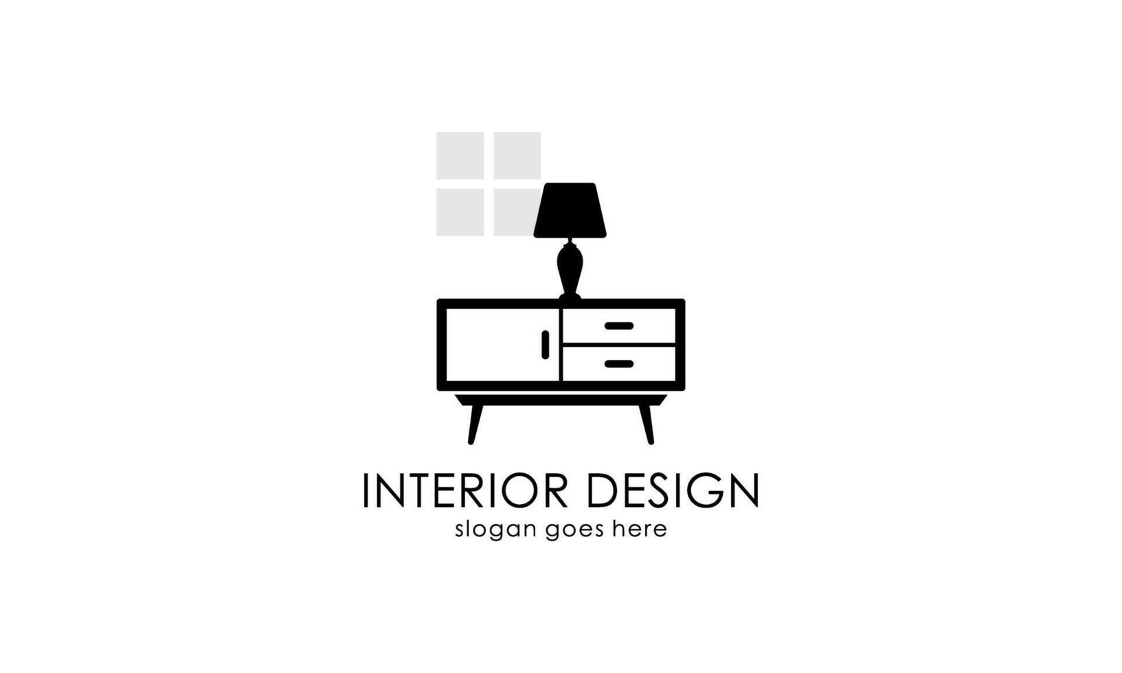 interieur kamer, meubelgalerij logo ontwerp vector