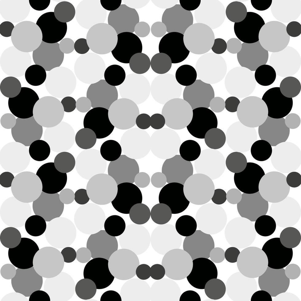 naadloos vector patroon met zwart en wit polka dots in een ongebruikelijk gevormde interpretatie