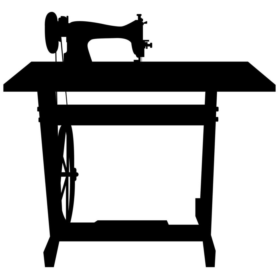 zwart naaien machine naaien tafel Aan wit achtergrond vector