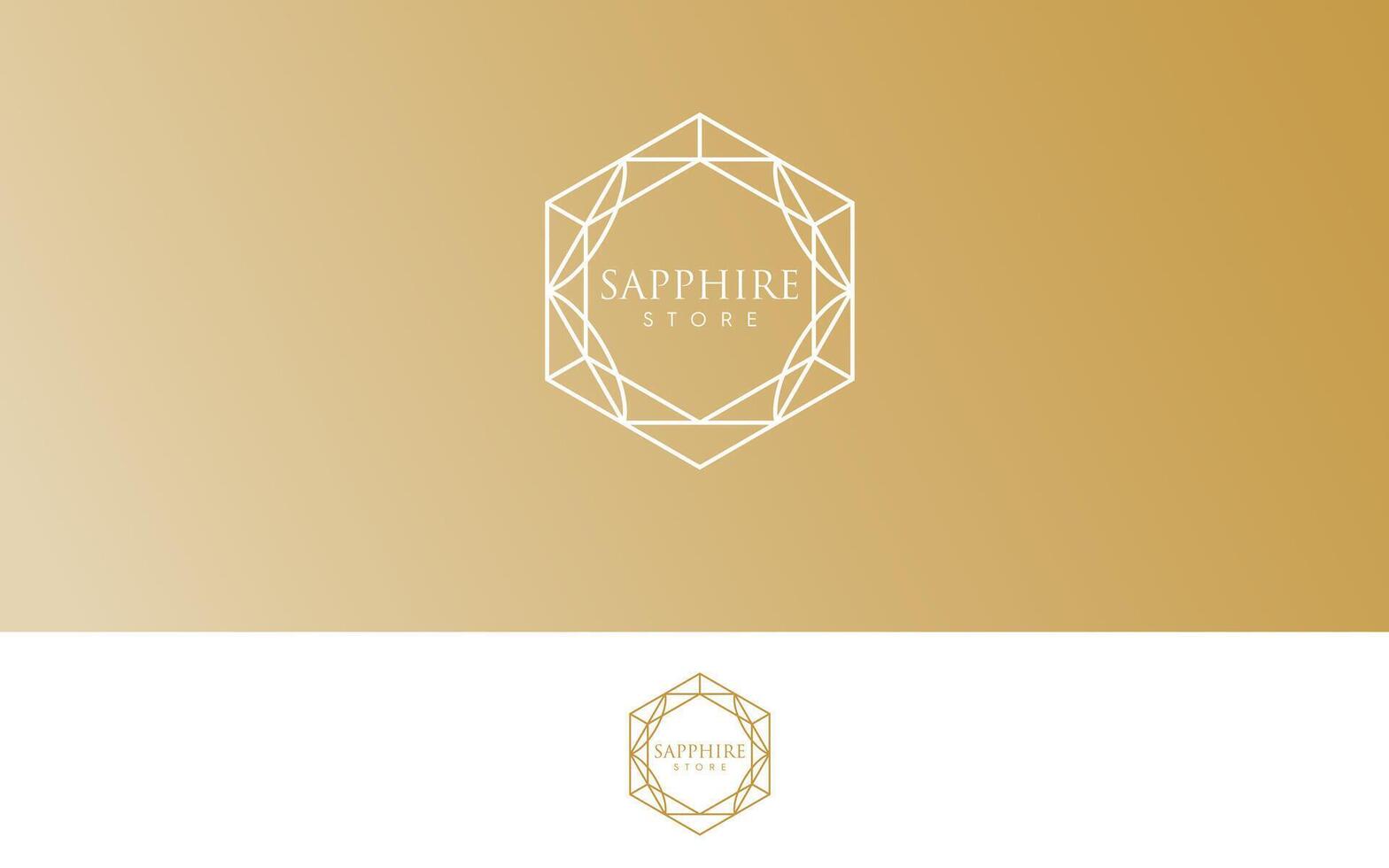 luxe saffier logo ontwerp goud kleur vector