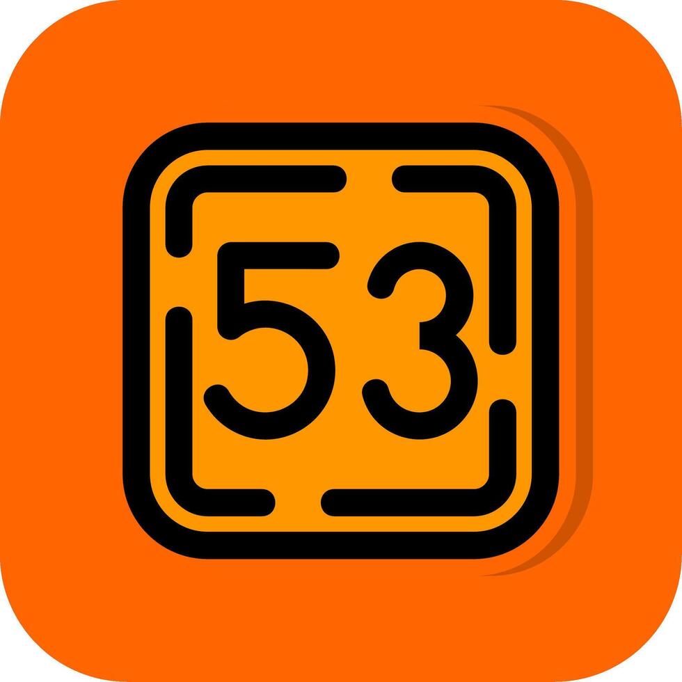 vijftig drie gevulde oranje achtergrond icoon vector