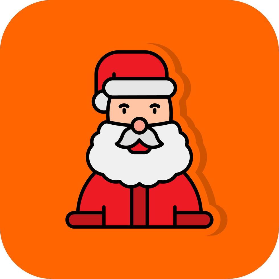 de kerstman claus gevulde oranje achtergrond icoon vector