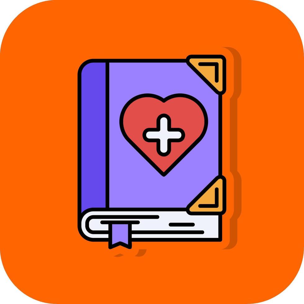 medisch boek gevulde oranje achtergrond icoon vector