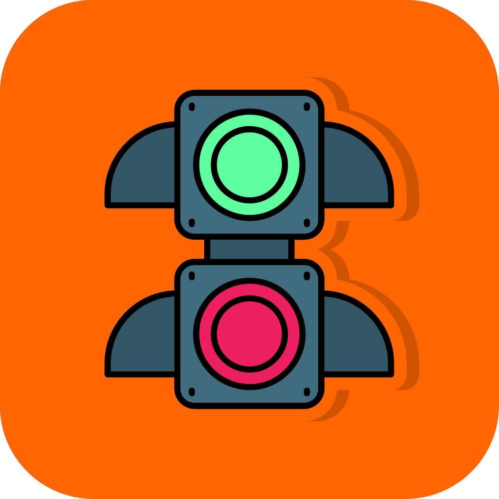 verkeer licht gevulde oranje achtergrond icoon vector
