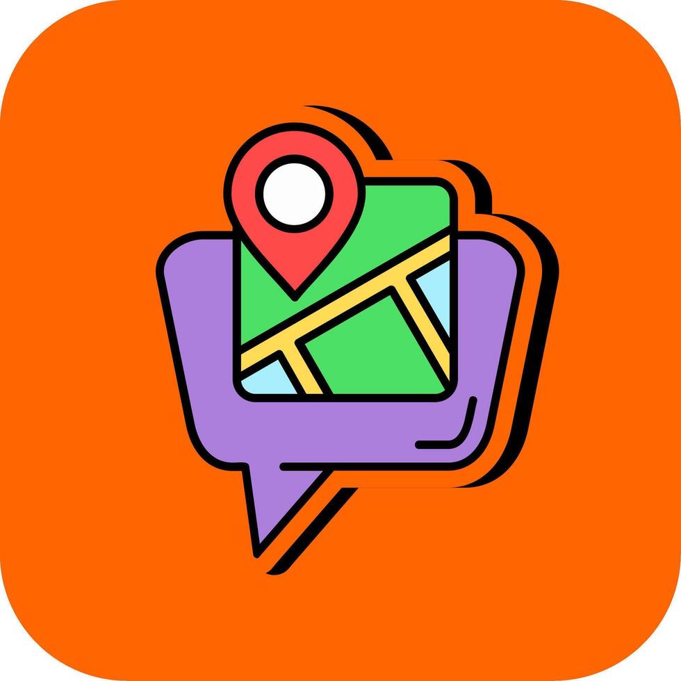 kaart plaats gevulde oranje achtergrond icoon vector