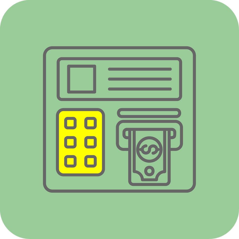 Geldautomaat machine gevulde geel icoon vector