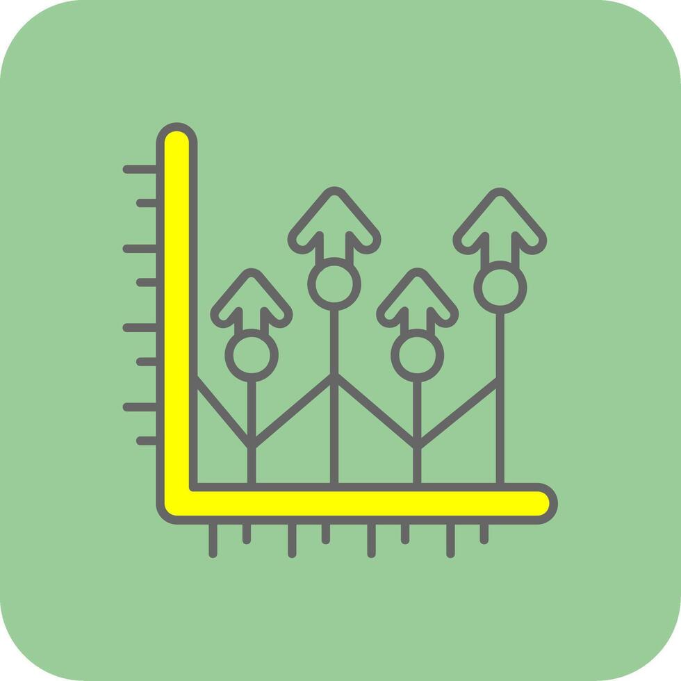 toenemen omhoog gevulde geel icoon vector