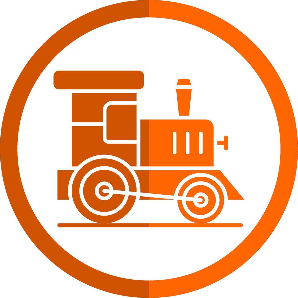 speelgoed- trein glyph oranje cirkel icoon vector