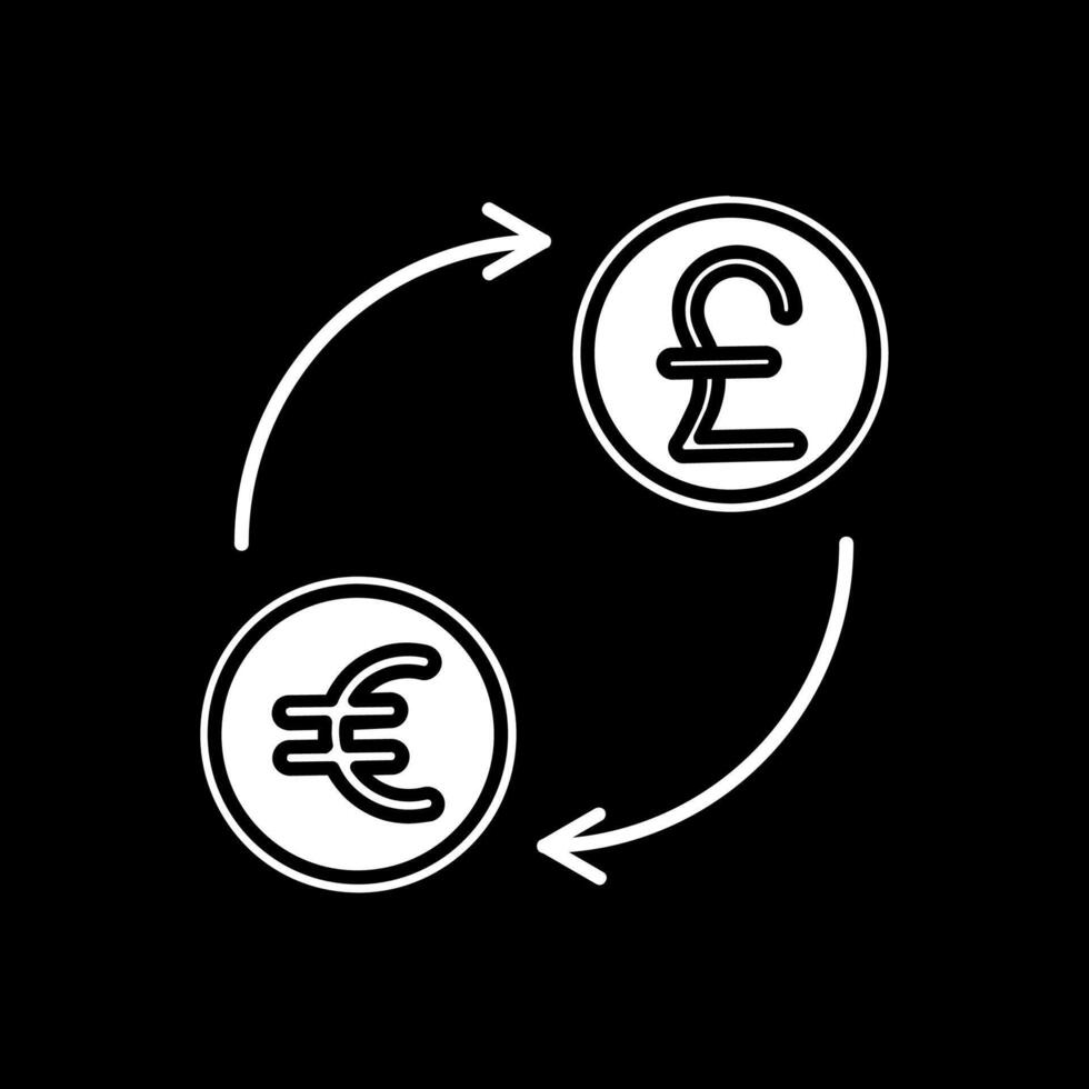 valutawissel glyph omgekeerd pictogram vector