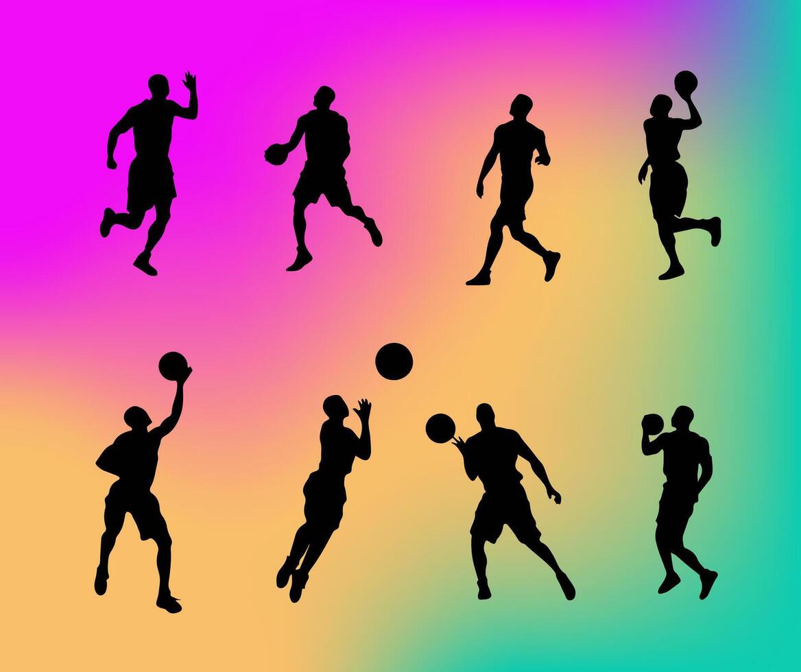 silhouet basketbalspeler vector