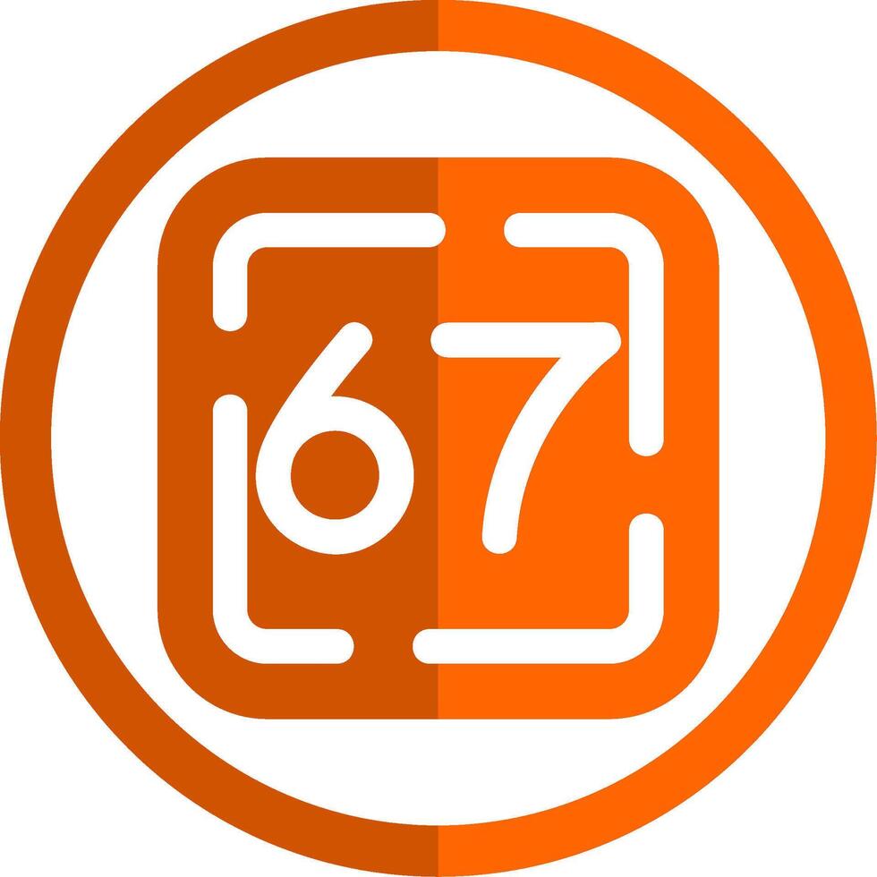 zestig zeven glyph oranje cirkel icoon vector