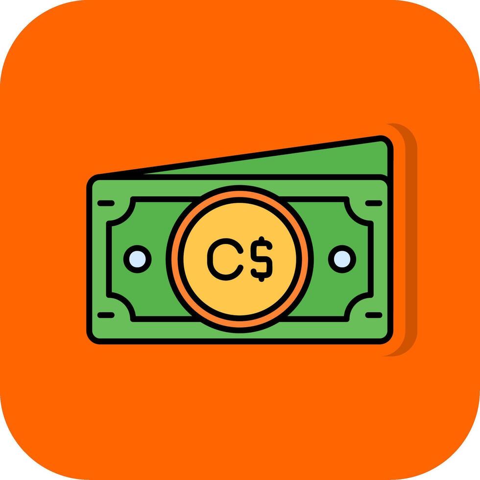 Canadees dollar gevulde oranje achtergrond icoon vector