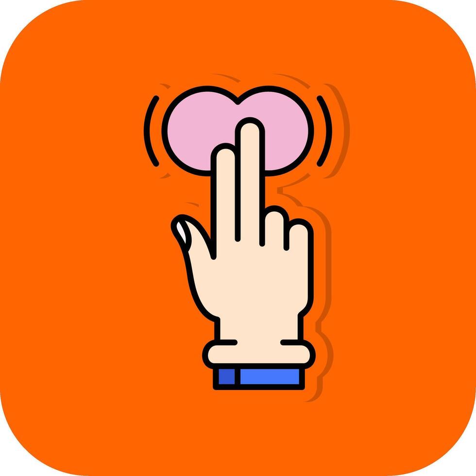 twee vingers kraan en houden gevulde oranje achtergrond icoon vector