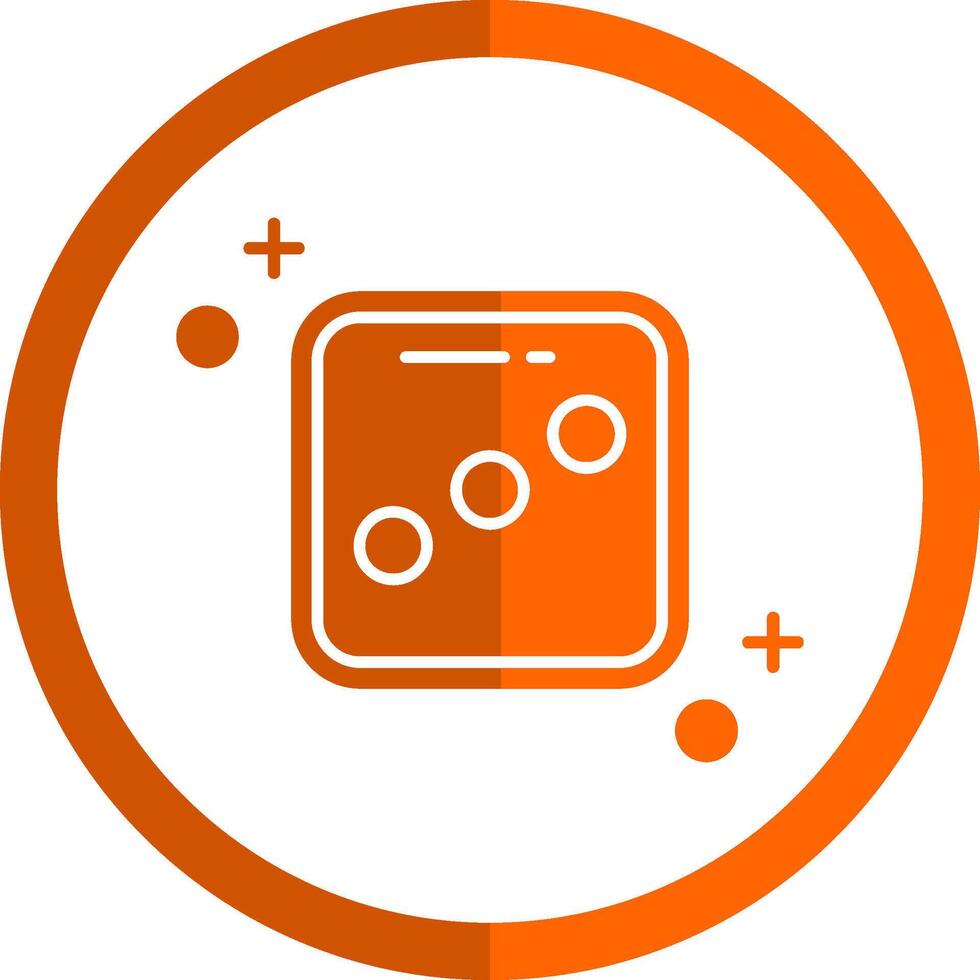 Dobbelsteen drie glyph oranje cirkel icoon vector