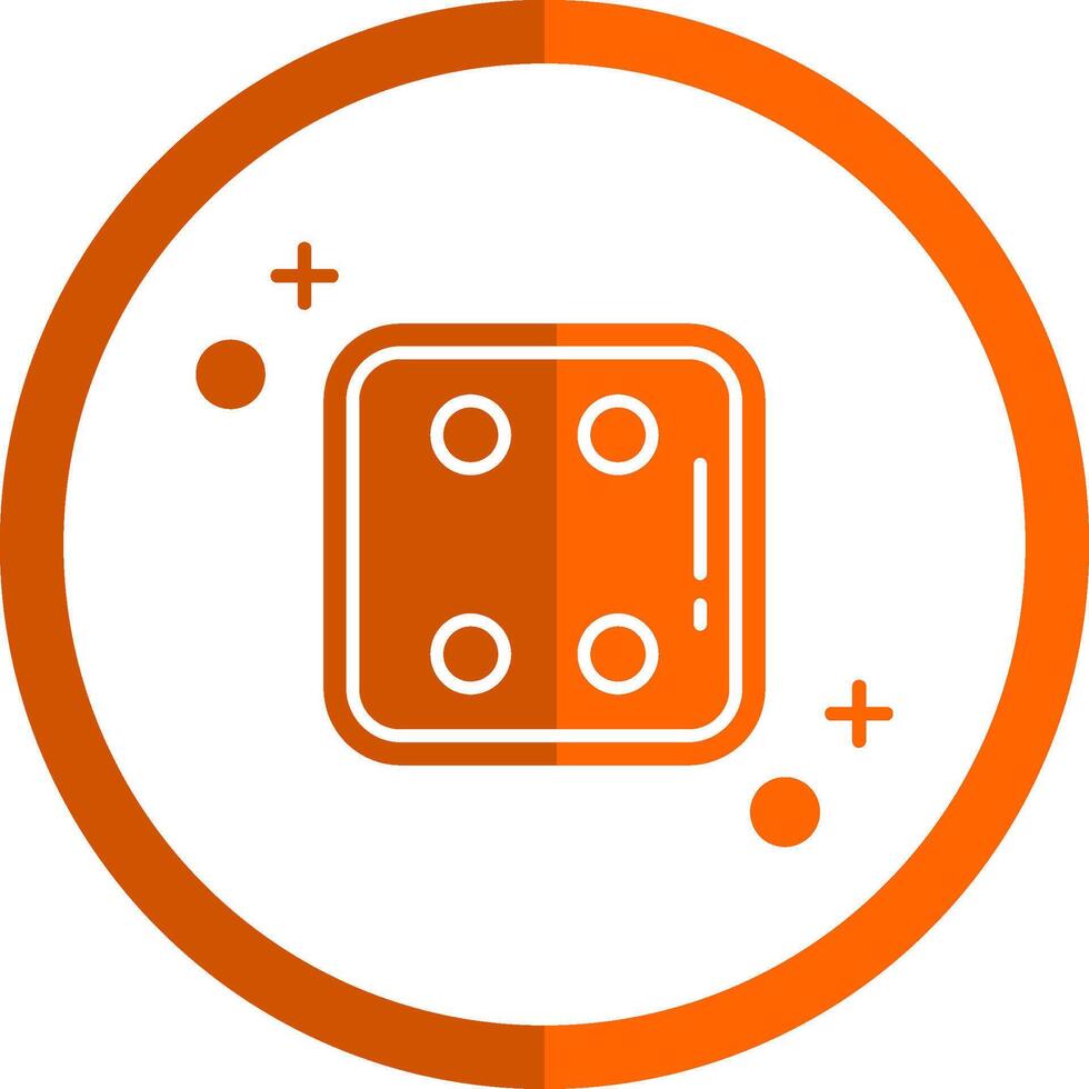 Dobbelsteen vier glyph oranje cirkel icoon vector