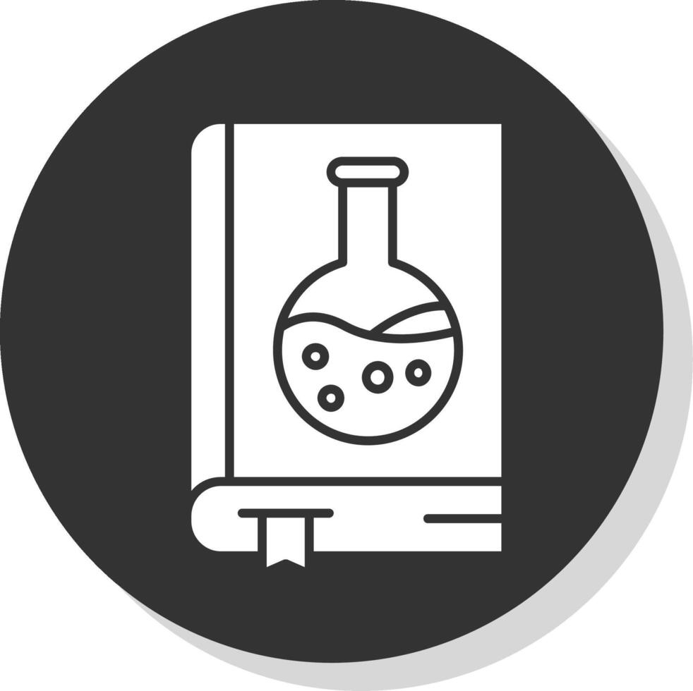 chemie boek glyph grijs cirkel icoon vector