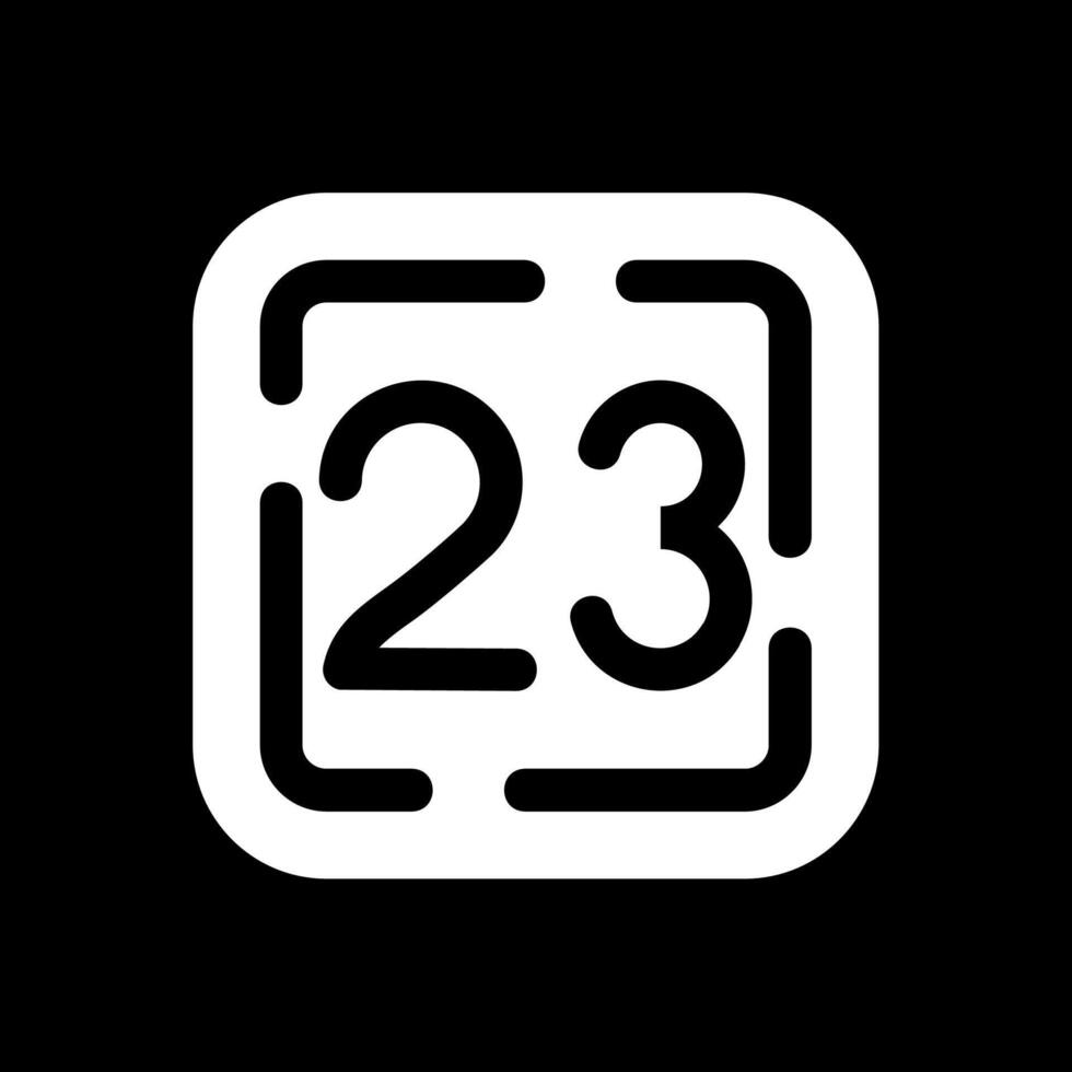 twintig drie glyph omgekeerd icoon vector