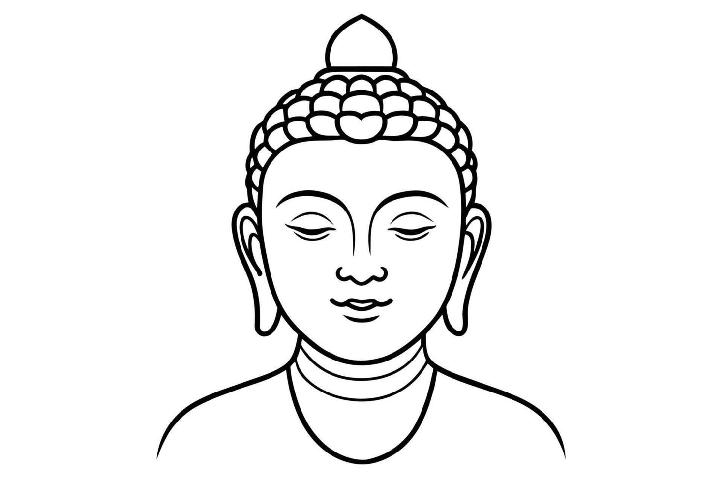 hoofd van Boeddha. vector illustratie geïsoleerd Aan wit
