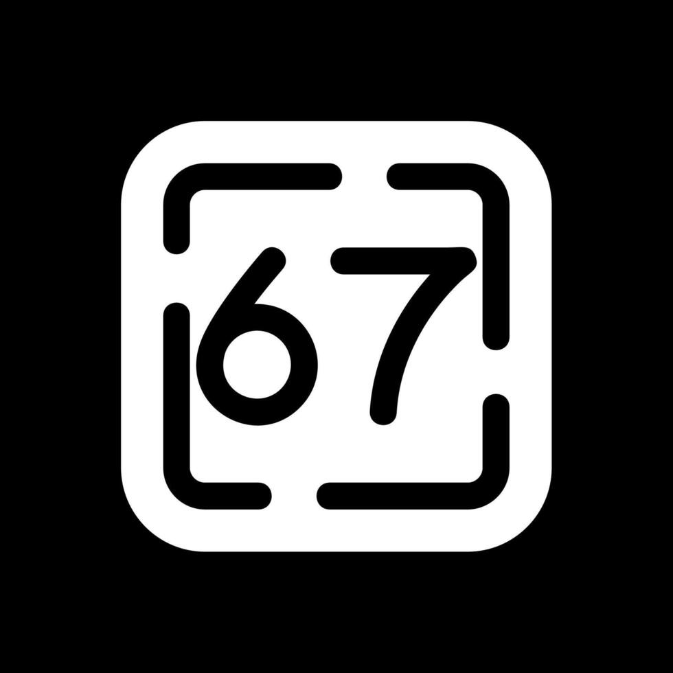 zestig zeven glyph omgekeerd icoon vector