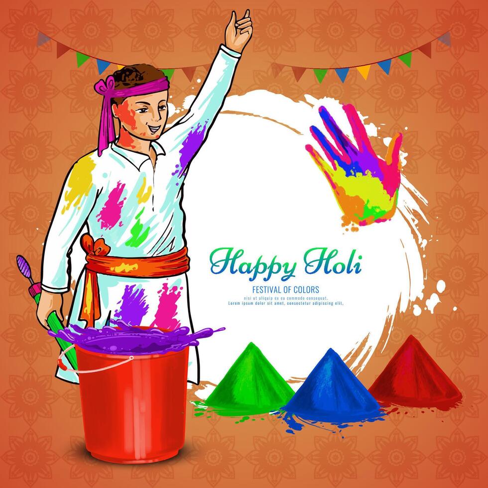 gelukkig holi cultureel Indisch festival van kleuren viering groet kaart vector