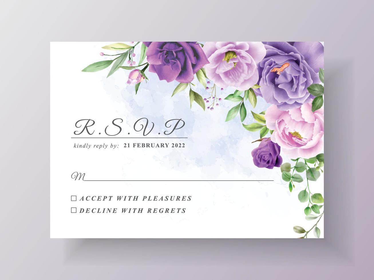 mooie en romantische bloemen bruiloft uitnodiging kaartsjabloon vector