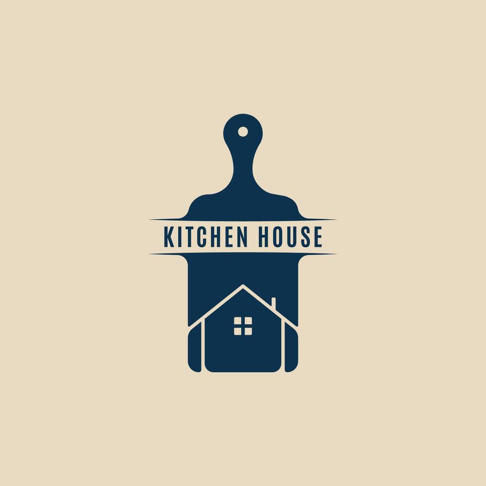 snijdend bord logo met keuken huis logo icoon sjabloon vector grafisch ontwerp illustratie