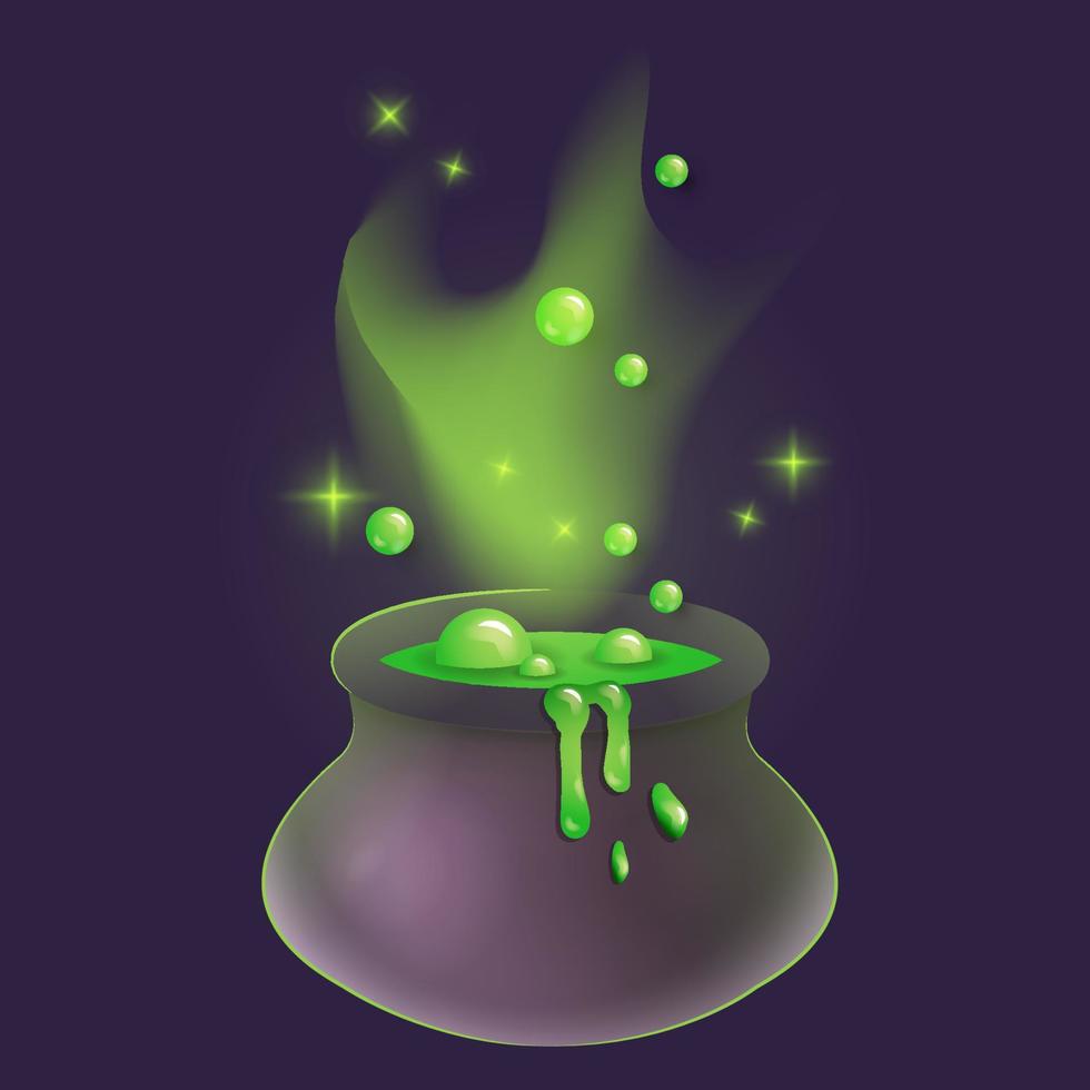 de magische ketel van de heks met groen gif. vector illustratie
