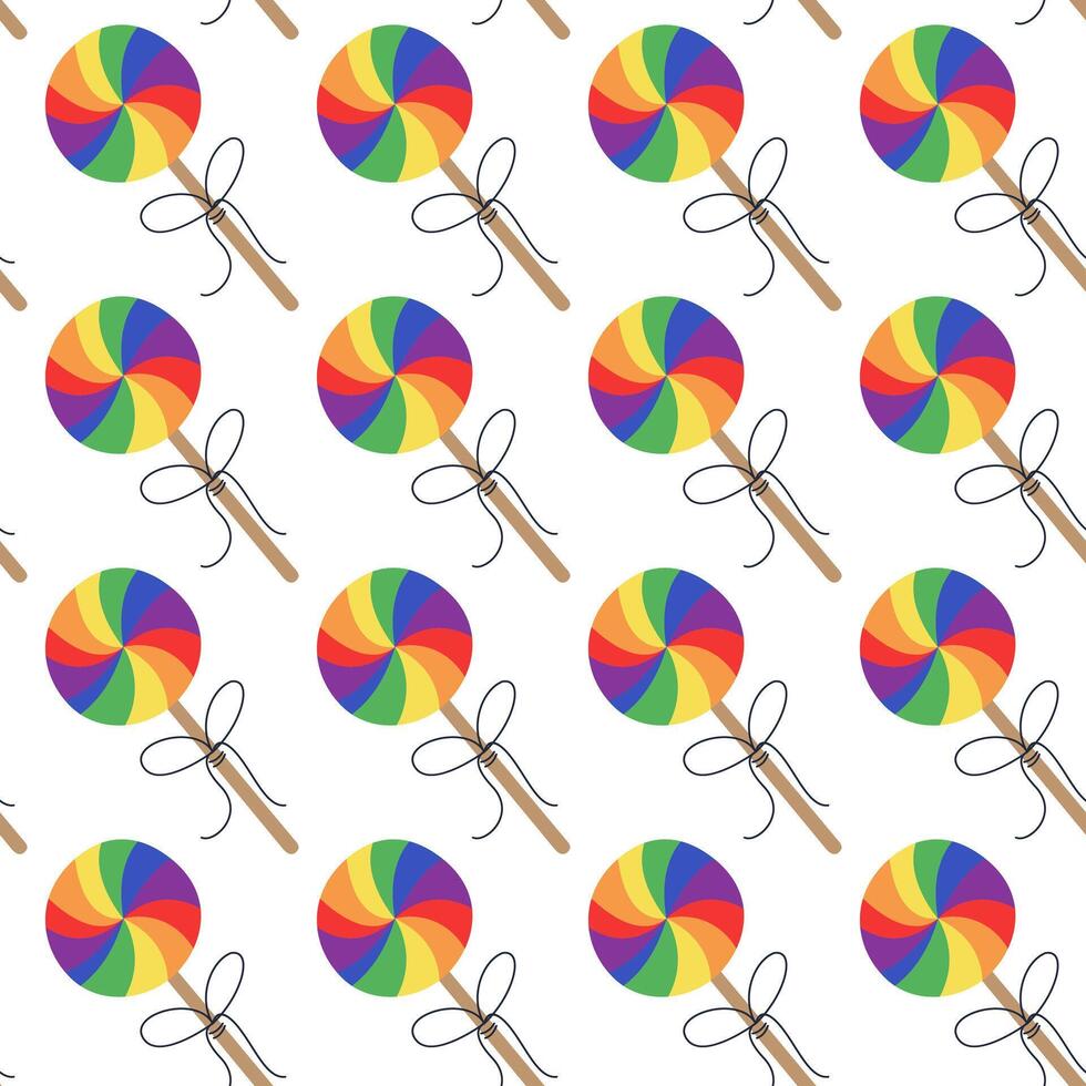 lgbt naadloos patroon met lolly. vector illustratie voor de maand van trots. regenboog vlag.