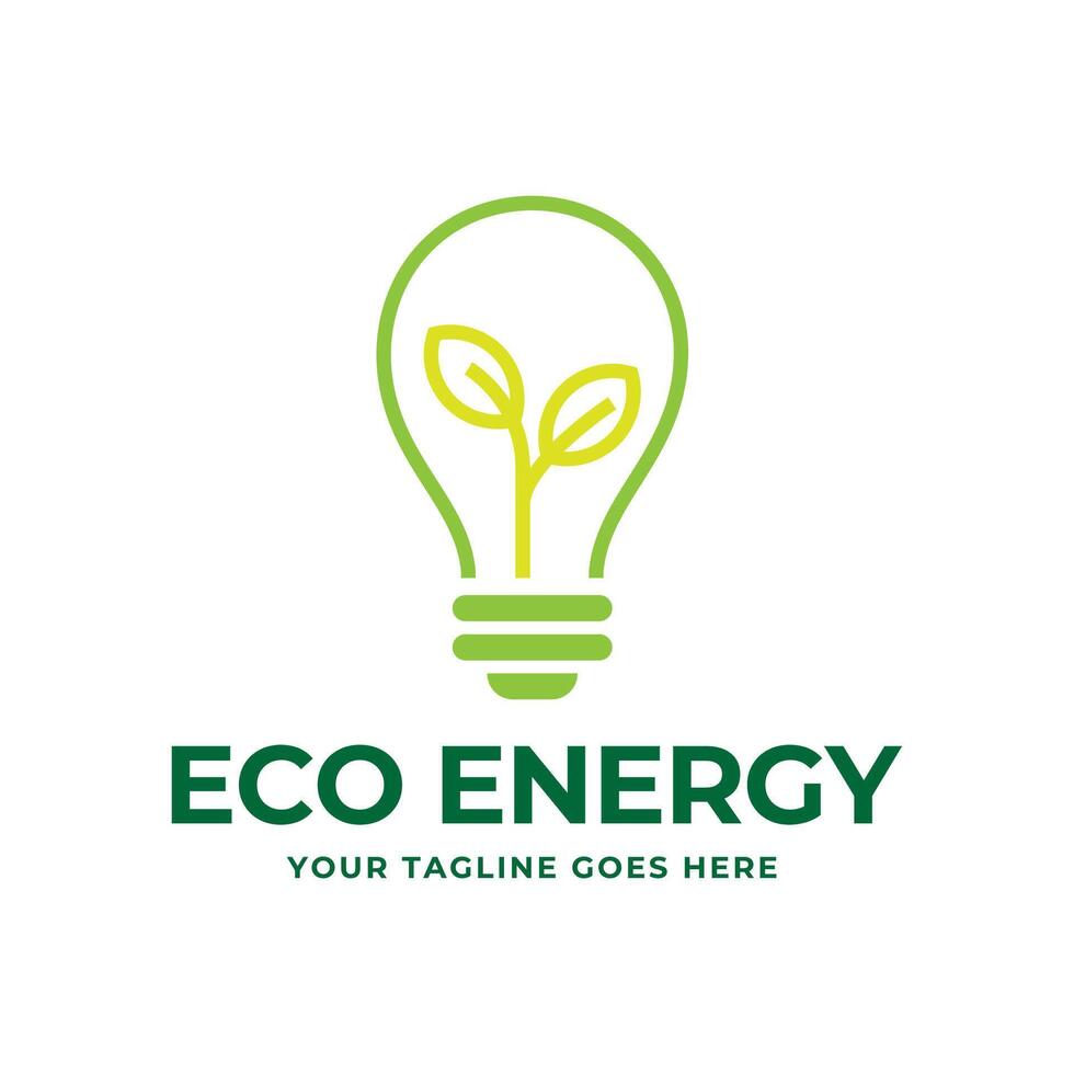 eco licht lamp natuur logo vector vlak ontwerp. energie besparing lamp symbool.