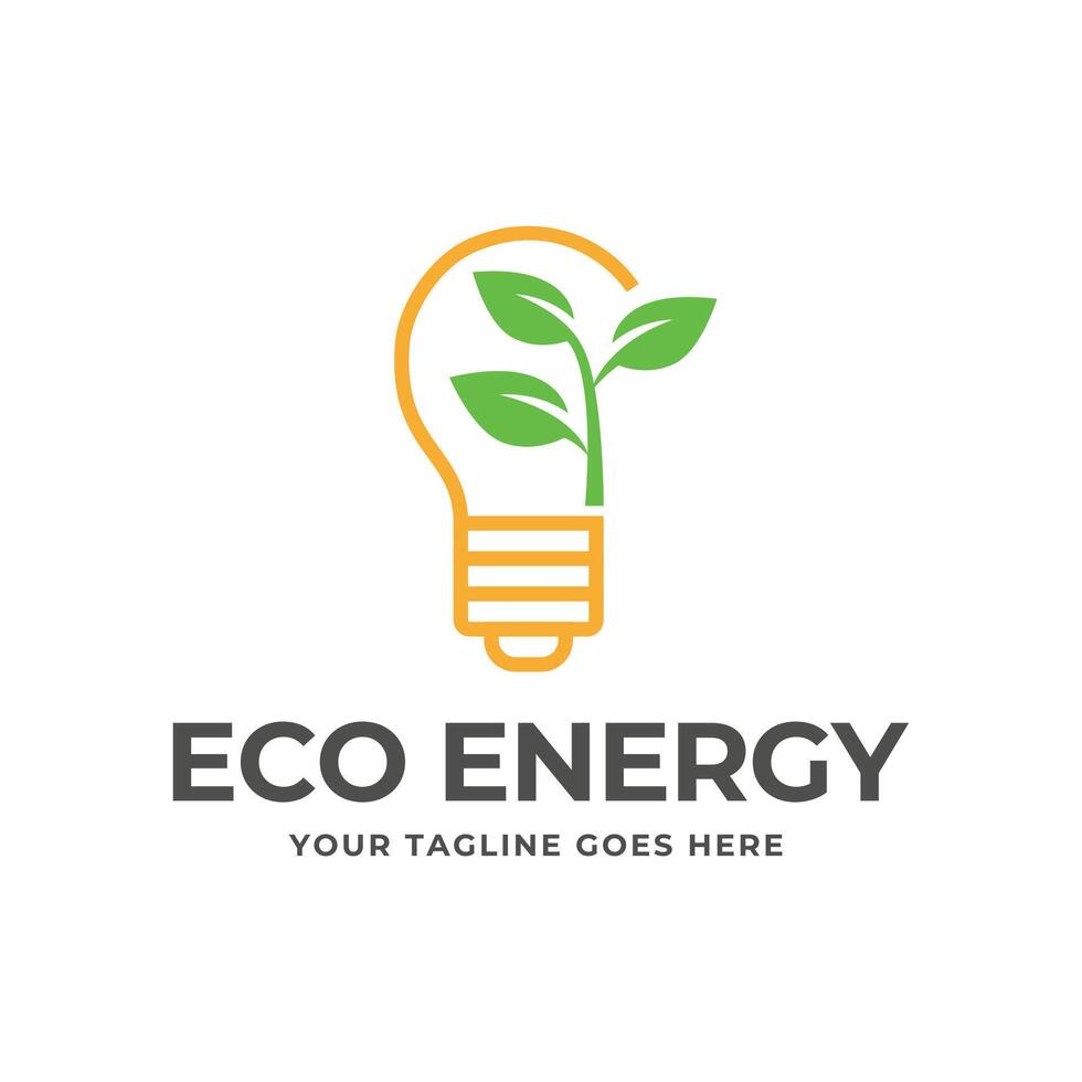 eco licht lamp natuur logo vector vlak ontwerp. energie besparing lamp symbool.