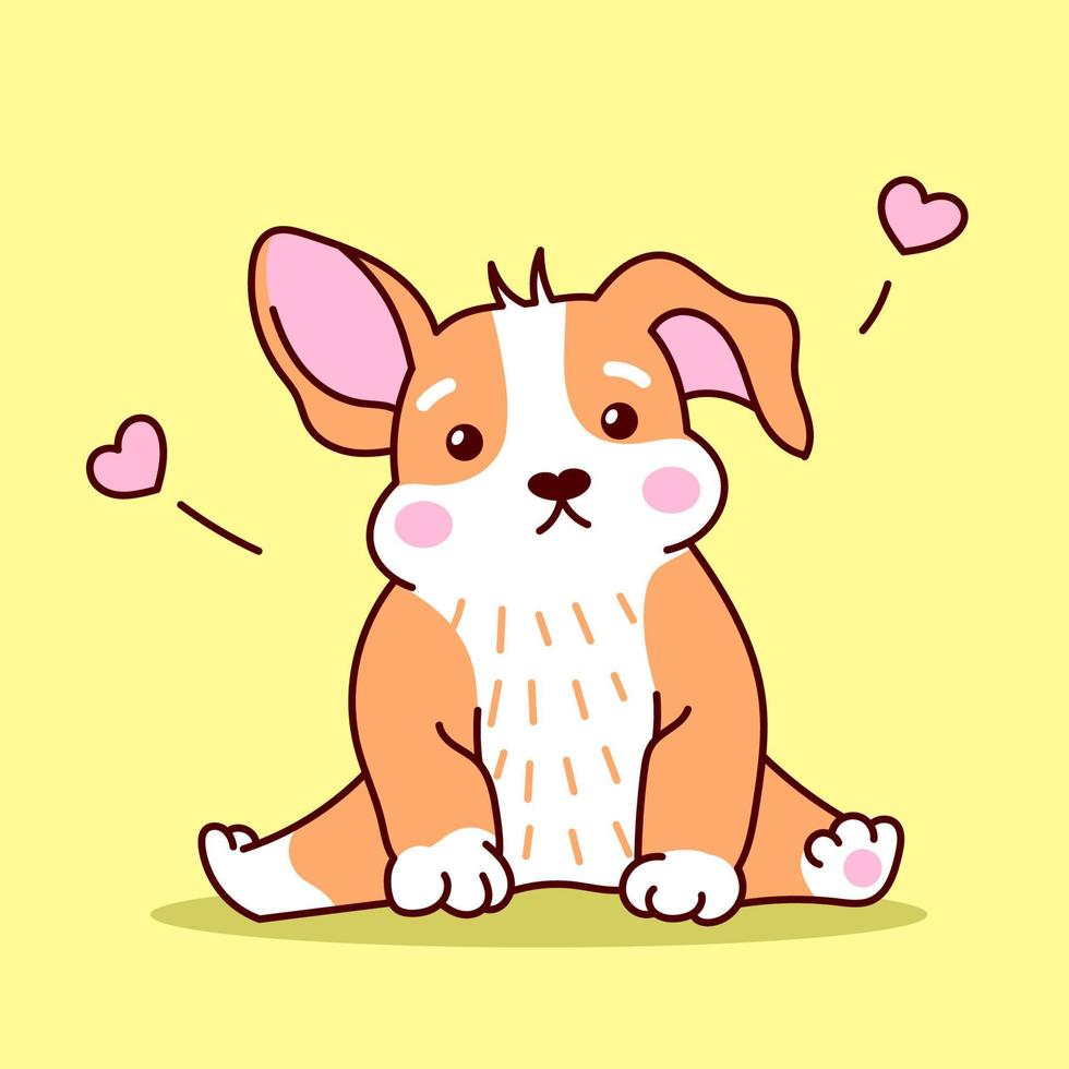 schattige corgi puppy zitten. vector cartoon illustratie