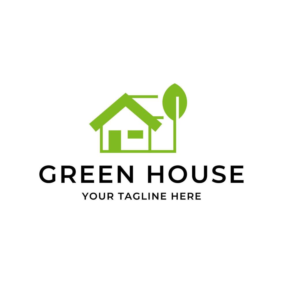 groen huis logo sjabloon ontwerp vector illustratie geïsoleerd Aan wit achtergrond.