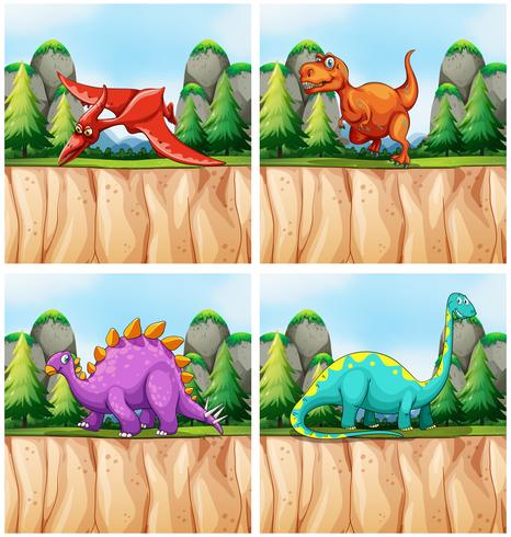 Scènes met veel dinosaurussen vector