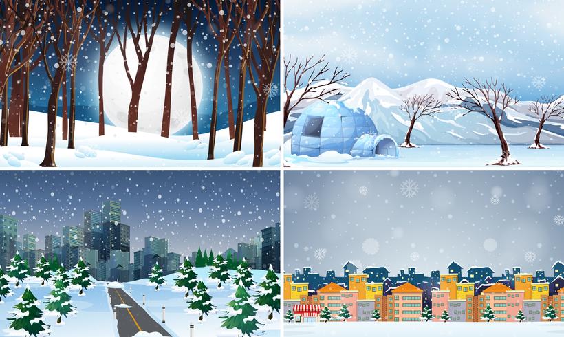 Set van koude winter achtergrond vector