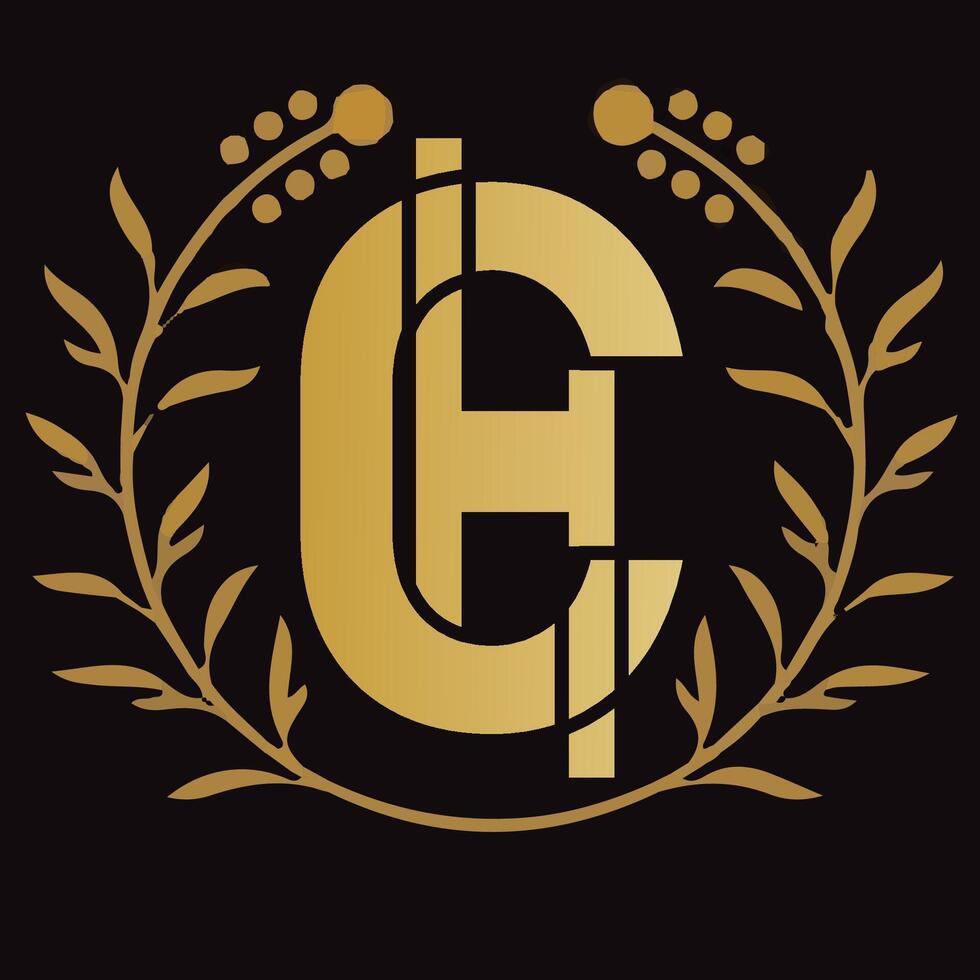 hc brief branding logo ontwerp met een blad vector