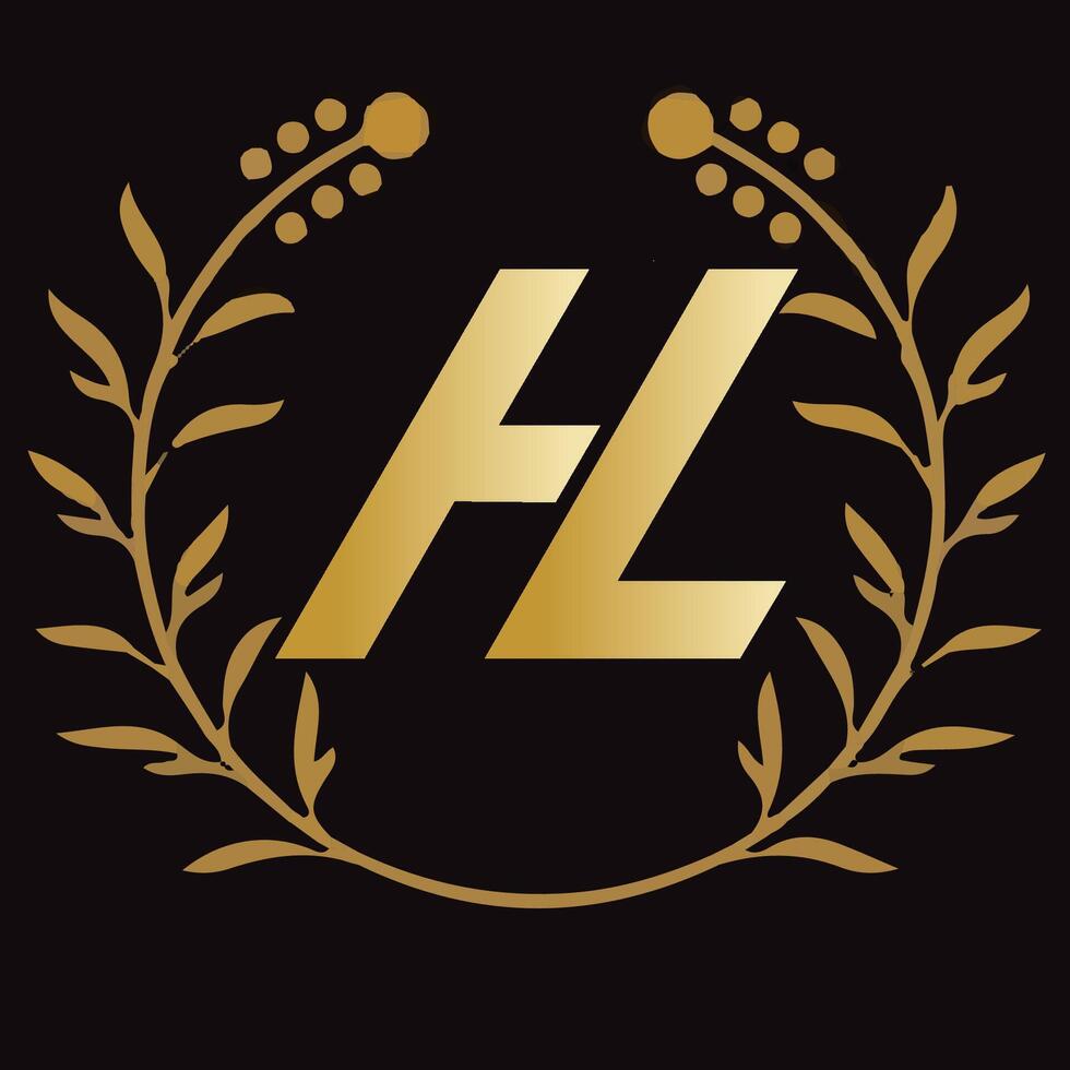 hl brief branding logo ontwerp met een blad vector